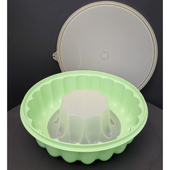 Tupperware Jello Mold Ring 3 pc Mint Green Lid 6 Cup Jel-N-Serve 1201 1202 1203 - Picture 7 of 15